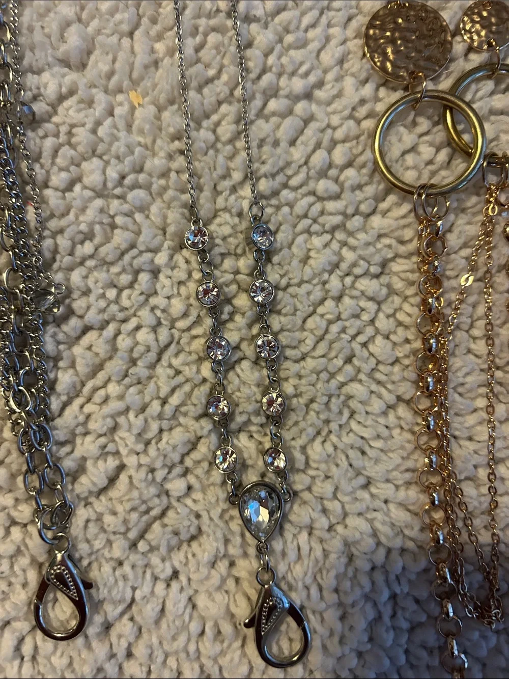 Mixed Metal Layered lanyard Necklaces with removable lanyard clips